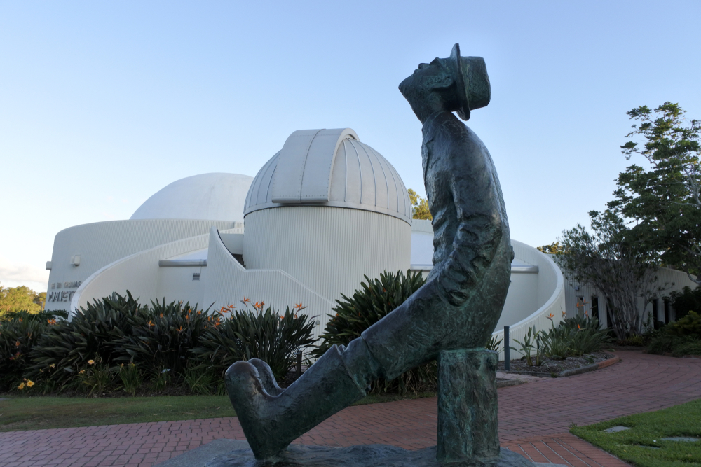 The statue of Sir Thomas Brisbane Planetarium’s namesake sits outside the venue